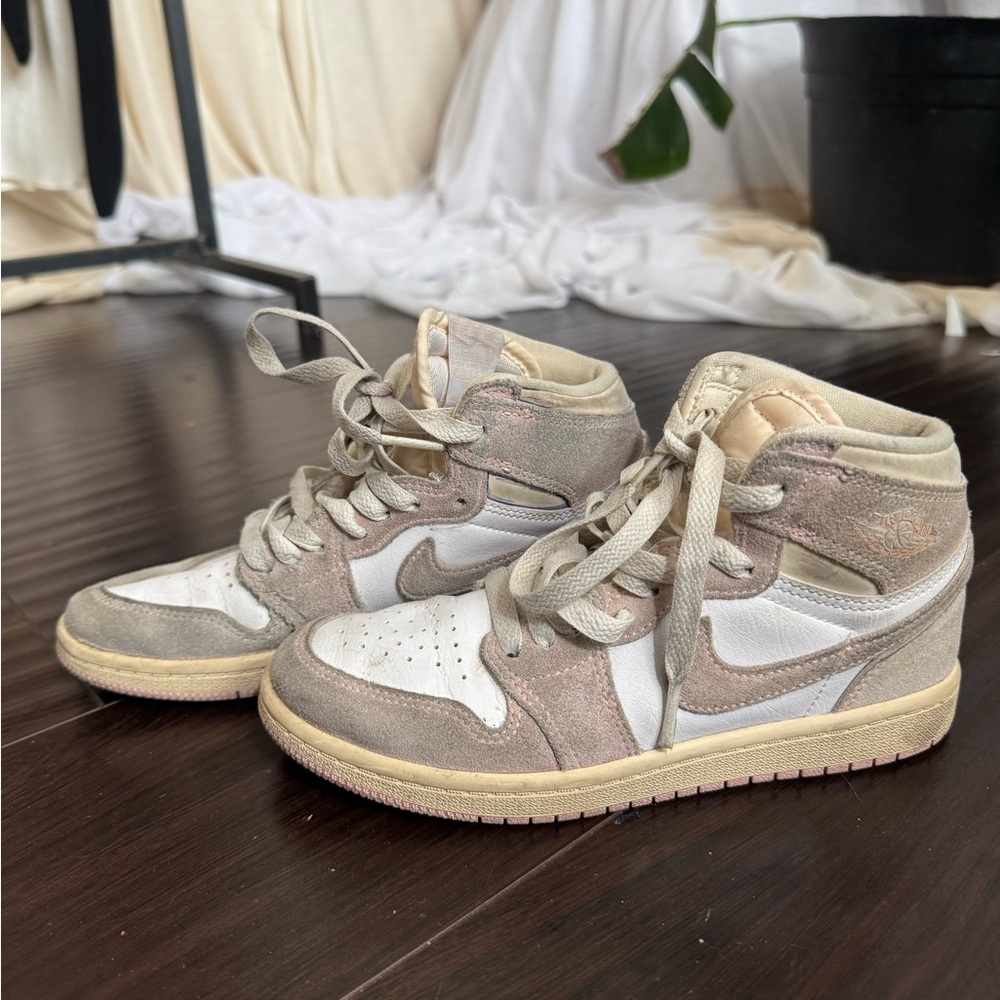 Girls Nike Air Jordan High-Top Sneakers - White and Tan